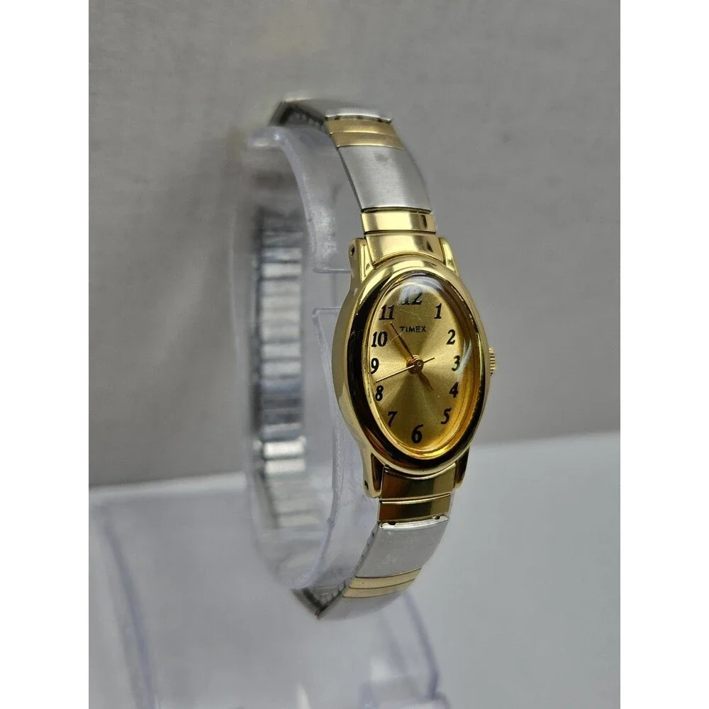 Vintage Timex Cavatina Womens Oval Gold Silver Two Tone Watch Dainty New Battery